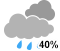 Cloudy with 40 percent chance of showers. High 9. Chance of showers (40%)