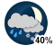 Chance of rain showers or flurries (40%)