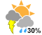 Chance of showers. Risk of thunderstorms (30%)